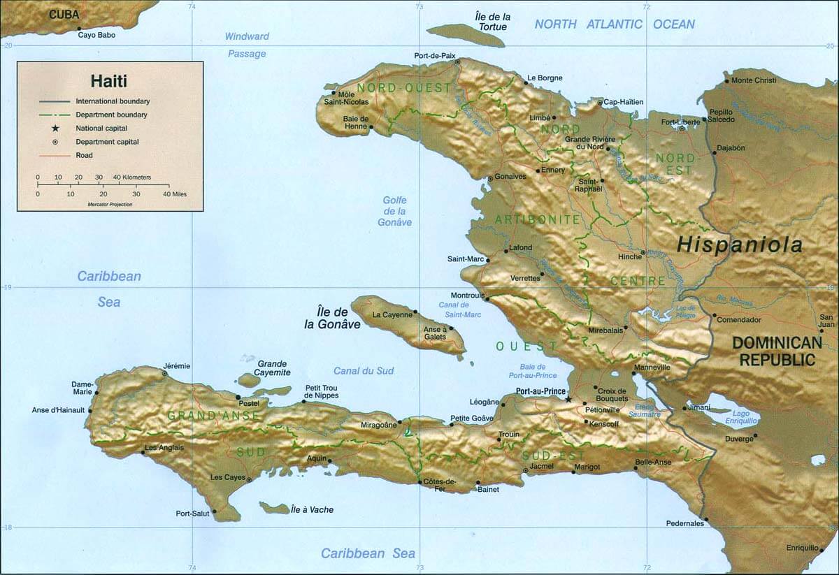 haiti physikalisch karte